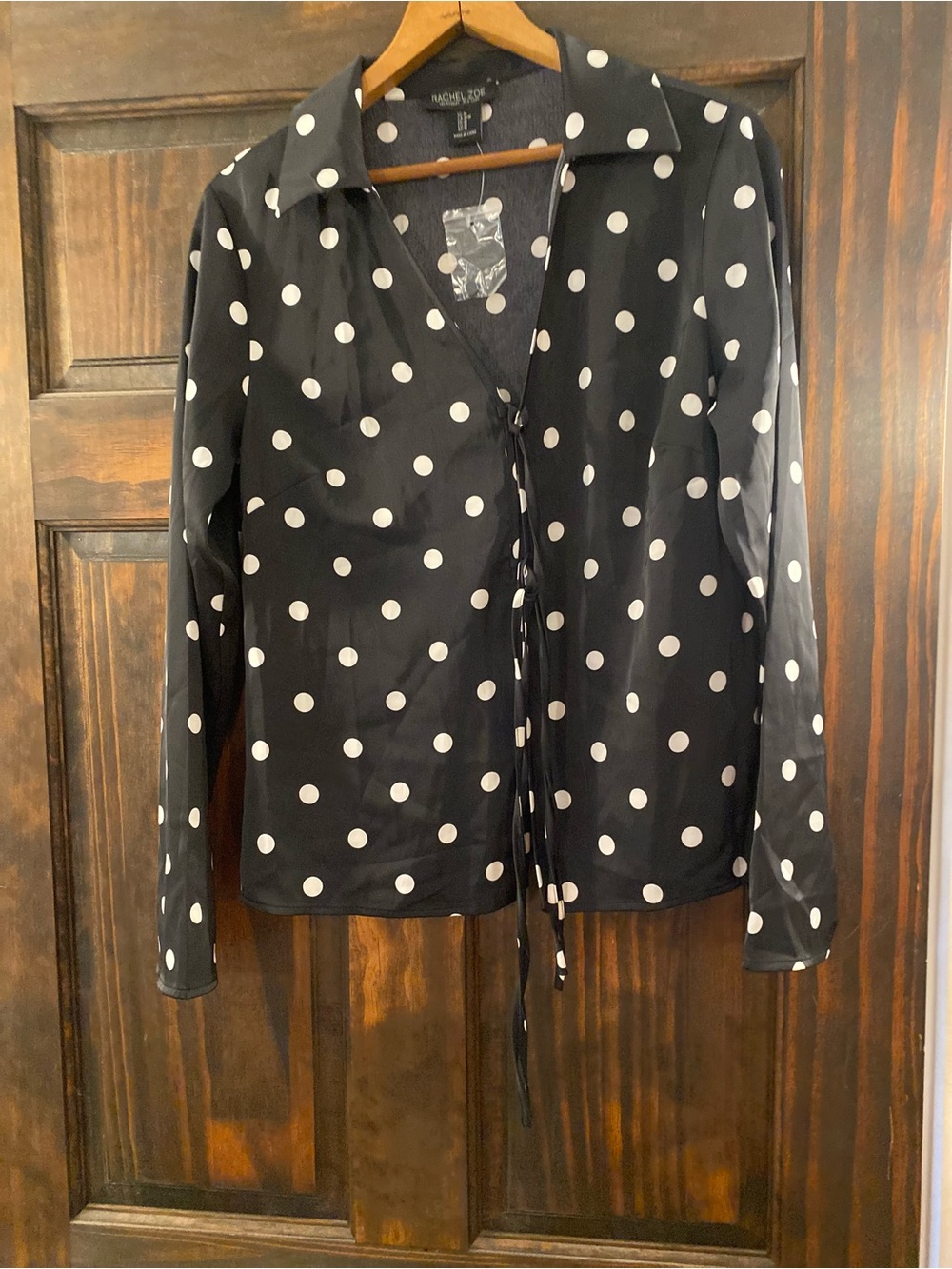 Rachel Zoe Black Polka Dot Wrap Blouse